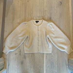 J.CREW PUFF-SLEEVE LIGHTWEIGHT ALPACA BLEND CARDIGAN SWEATER